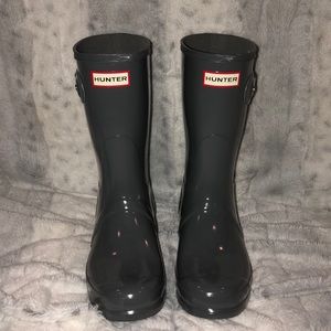 DARK SLATE WOMENS ORIGINAL SHORT GLOSS HUNTER BOOT